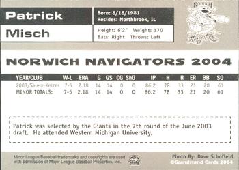2004 Grandstand Norwich Navigators #NNO Patrick Misch Back