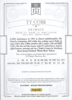 2015 Panini National Treasures #55 Ty Cobb Back