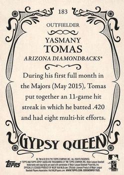 2016 Topps Gypsy Queen #183 Yasmany Tomas Back