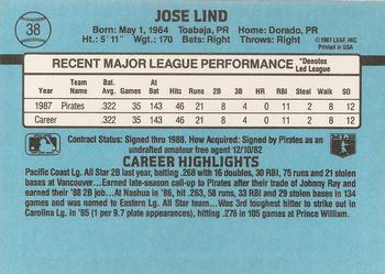 1988 Donruss #38 Jose Lind Back