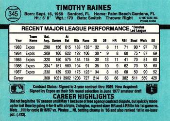 1988 Donruss #345 Tim Raines Back