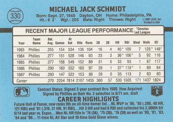 1988 Donruss #330 Mike Schmidt Back