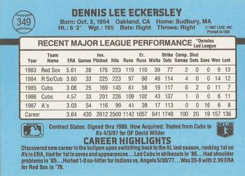 1988 Donruss #349 Dennis Eckersley Back