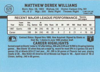 1988 Donruss #628 Matt Williams Back