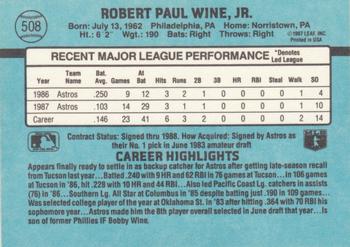 1988 Donruss #508 Robbie Wine Back