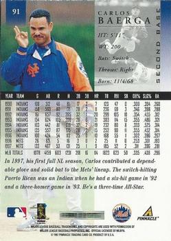 1998 Pinnacle #91 Carlos Baerga Back