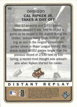 1999 Upper Deck Retro - Distant Replay Level 2 #D3 Cal Ripken Jr.  Back