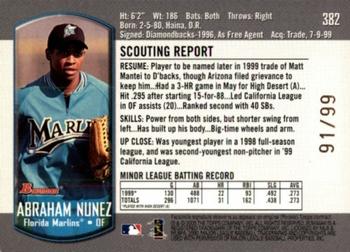 2000 Bowman - Gold #382 Abraham Nunez Back