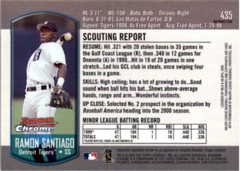 2000 Bowman Chrome - Refractors #435 Ramon Santiago  Back