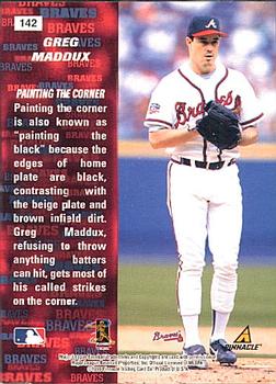 1998 Pinnacle Inside #142 Greg Maddux Back