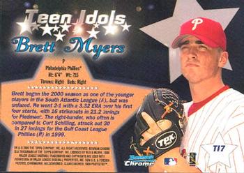 2000 Bowman Chrome - Teen Idols #TI7 Brett Myers  Back