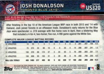 2015 Topps Chrome Update #US320 Josh Donaldson Back