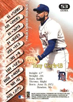 2000 Fleer Gamers - Extra #53 Tony Clark  Back