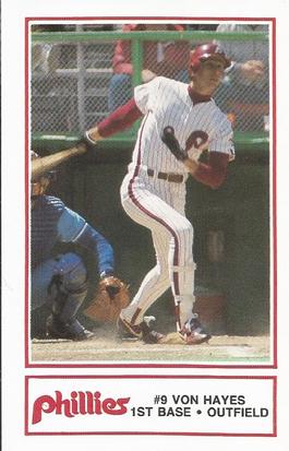 1986 Philadelphia Phillies Fire Safety #3 Von Hayes Front