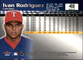 2000 Fleer Mystique - Gold #48 Ivan Rodriguez  Back