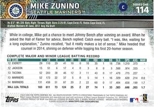 2015 Topps Mini #114 Mike Zunino Back