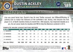 2015 Topps Mini #189 Dustin Ackley Back