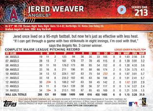 2015 Topps Mini #213 Jered Weaver Back