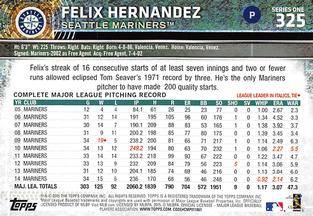 2015 Topps Mini #325 Felix Hernandez Back