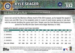 2015 Topps Mini #332 Kyle Seager Back