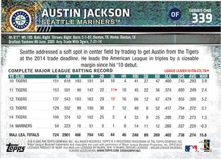 2015 Topps Mini #339 Austin Jackson Back