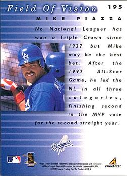 1998 Pinnacle Plus #195 Mike Piazza Back