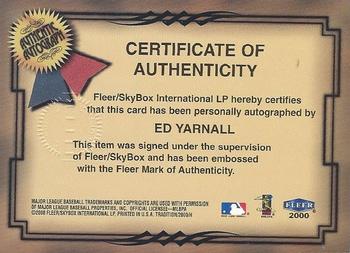 2000 Fleer Tradition - Fresh Ink #NNO Ed Yarnall  Back