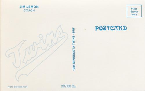 1984 Minnesota Twins Postcards #NNO Jim Lemon Back