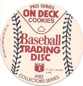 1982 On Deck Cookies Discs #NNO Cesar Cedeno Back