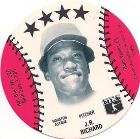 1982 On Deck Cookies Discs #NNO J.R. Richard Front
