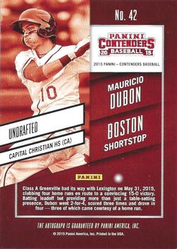 2015 Panini Contenders - Prospect Ticket Autographs Blue Foil #42 Mauricio Dubon Back