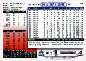 1998 Score #49 Roger Clemens Back