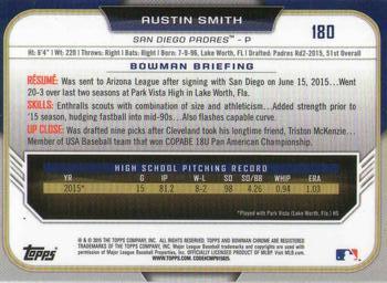 2015 Bowman Draft - Chrome #180 Austin Smith Back