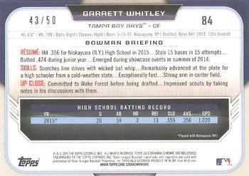2015 Bowman Draft - Chrome Gold Refractors #84 Garrett Whitley Back