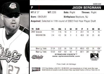 2010 Choice Syracuse Chiefs #04 Jason Bergmann Back