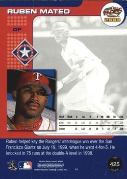 2000 Pacific - Gold #425 Ruben Mateo Back