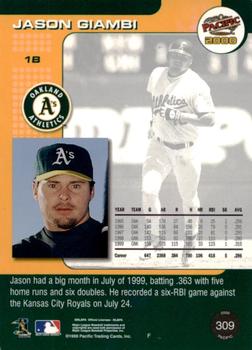 2000 Pacific - Ruby #309 Jason Giambi  Back