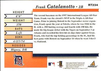 1998 Score Rookie & Traded #RT234 Frank Catalanotto Back
