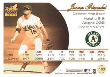 2000 Pacific Aurora - Premiere Date #103 Jason Giambi  Back