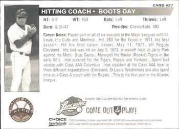 2008 Choice Lancaster Barnstormers #27 Boots Day Back