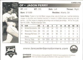 2009 Choice Lancaster Barnstormers #16 Jason Perry Back