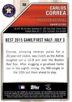 2015 Bowman's Best - Green Refractor #58 Carlos Correa Back