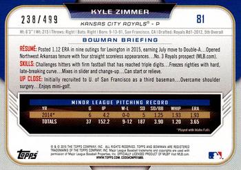 2015 Bowman Draft - Silver #81 Kyle Zimmer Back