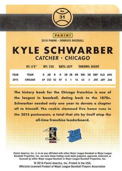 2016 Donruss #31 Kyle Schwarber Back