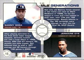 2000 Pacific Omega - MLB Generations #15 Sammy Sosa / Jermaine Dye  Back