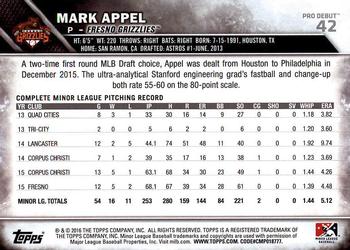 2016 Topps Pro Debut #42 Mark Appel Back