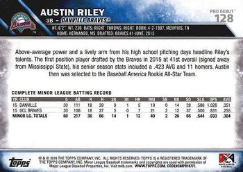 2016 Topps Pro Debut #128 Austin Riley Back