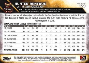 2016 Topps Pro Debut #159 Hunter Renfroe Back