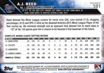 2016 Topps Pro Debut #181 A.J. Reed Back