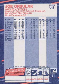 1988 Fleer Update #U-2 Joe Orsulak Back